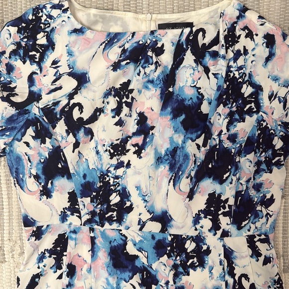 ST. JOHN Blue Printed Silk Dress - Picture 8 of 10